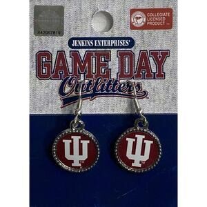New Indiana Hoosiers Round Sculpted Logo Earrings, FIsh Hook, NCAA